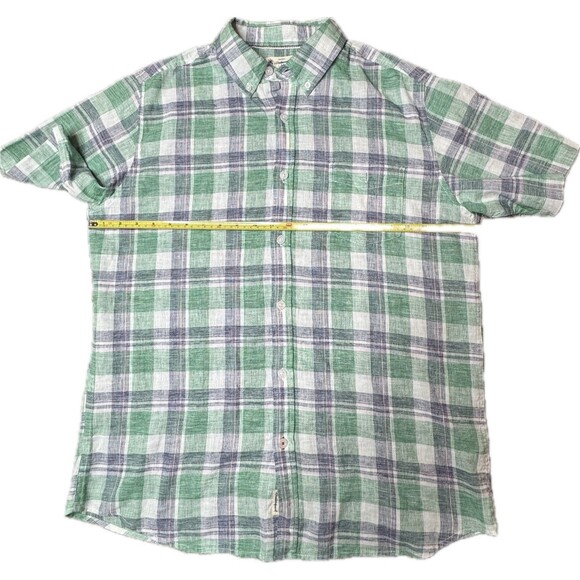 Weatherproof Vintage Shirt Men XL Plaid Washable Linen Short Sleeve Coastal - Picture 3 of 11